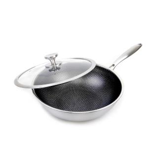 美心 316不鏽鋼IH黑晶炒鍋32cm